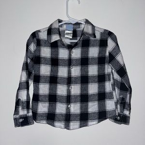 Little Lad Black White Button Down Plaid Long Sleeve Shirt Toddler Boys Size 24M